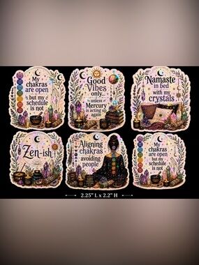 36 Count Handmade Reiki Holographic Stickers